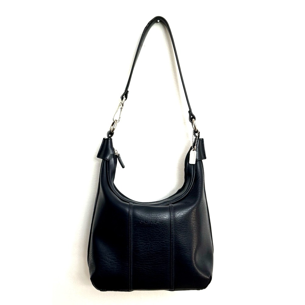 Vintage Coach Amanda Hobo Shoulder Bag Navy Blue Leather Purse